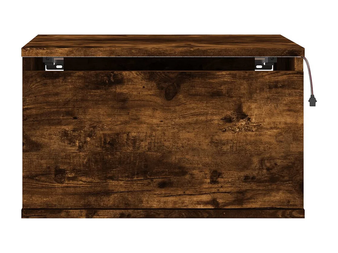 Comodini da parete con luci LED 2 pezzi rovere affumicato
