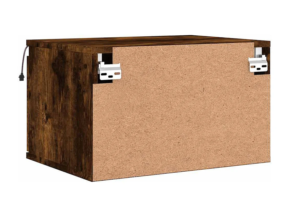 Comodini da parete con luci LED 2 pezzi rovere affumicato