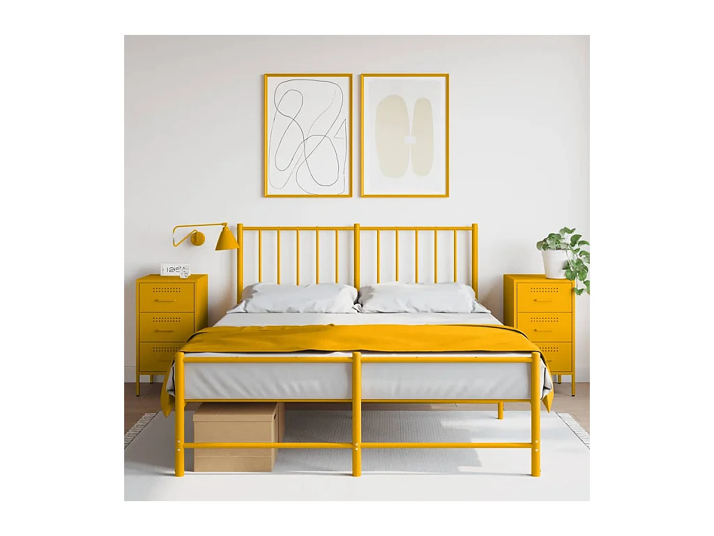 Tables de chevet 2 pcs jaune moutarde 36x39x68 cm acier