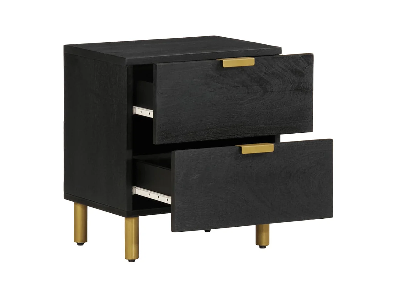 Table de chevet noir 40x33x46 cm bois de manguier solide