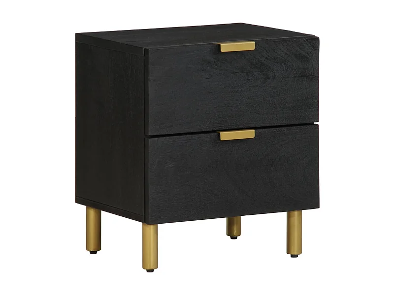 Table de chevet noir 40x33x46 cm bois de manguier solide