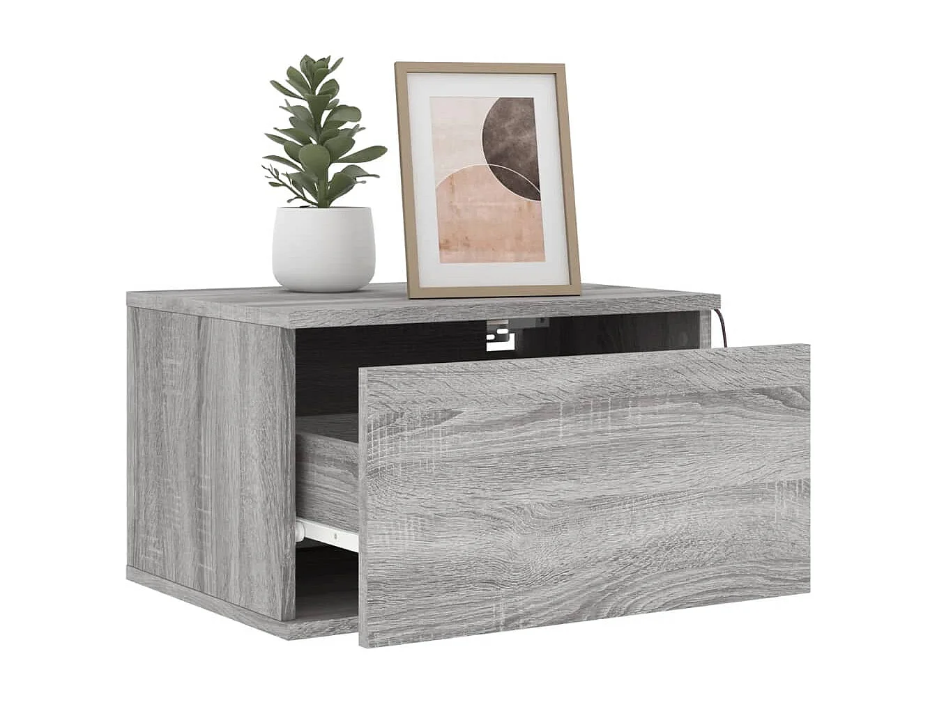 Comodini da parete con luci LED 2 pezzi grigio sonoma