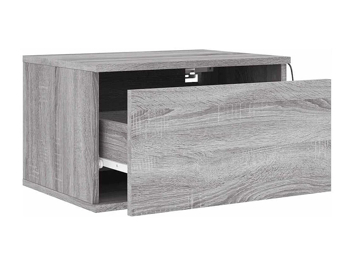 Comodini da parete con luci LED 2 pezzi grigio sonoma