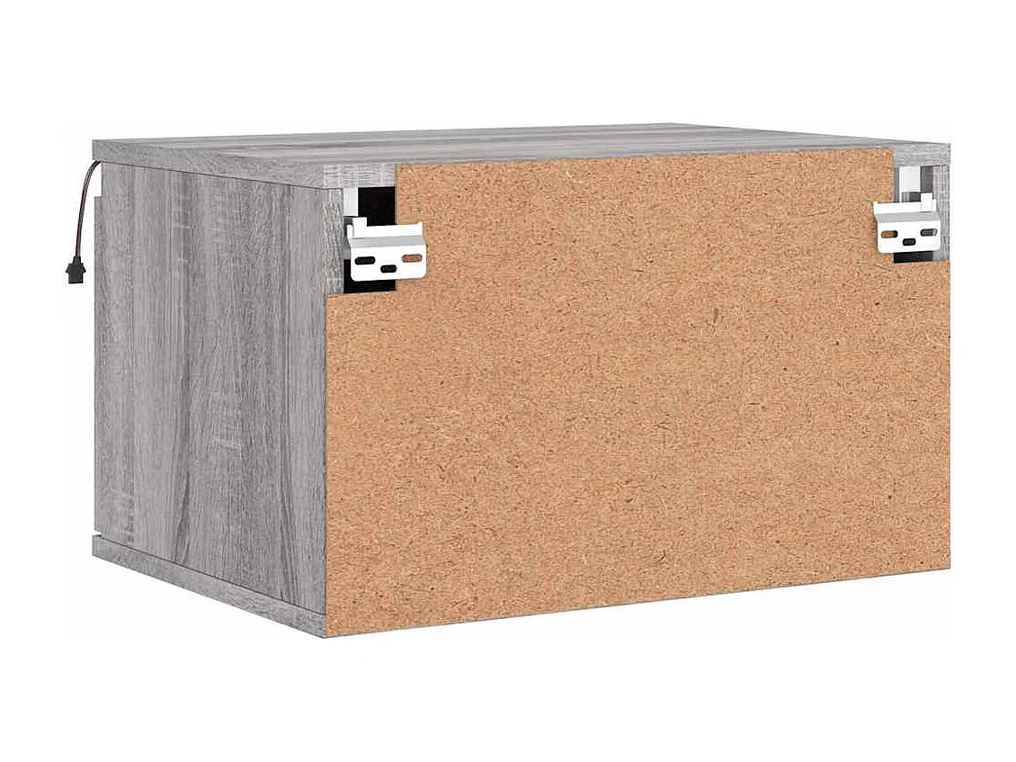 Comodini da parete con luci LED 2 pezzi grigio sonoma