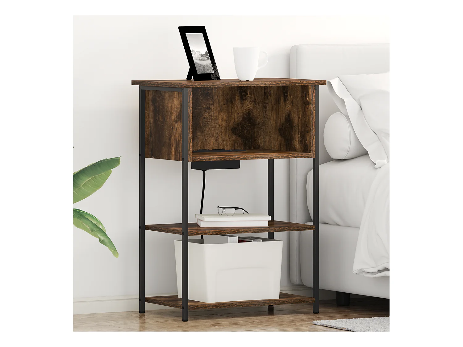 Cabinet de chevet Chêne fumé 55 x 31 x 76 cm Bois d'ingénierie