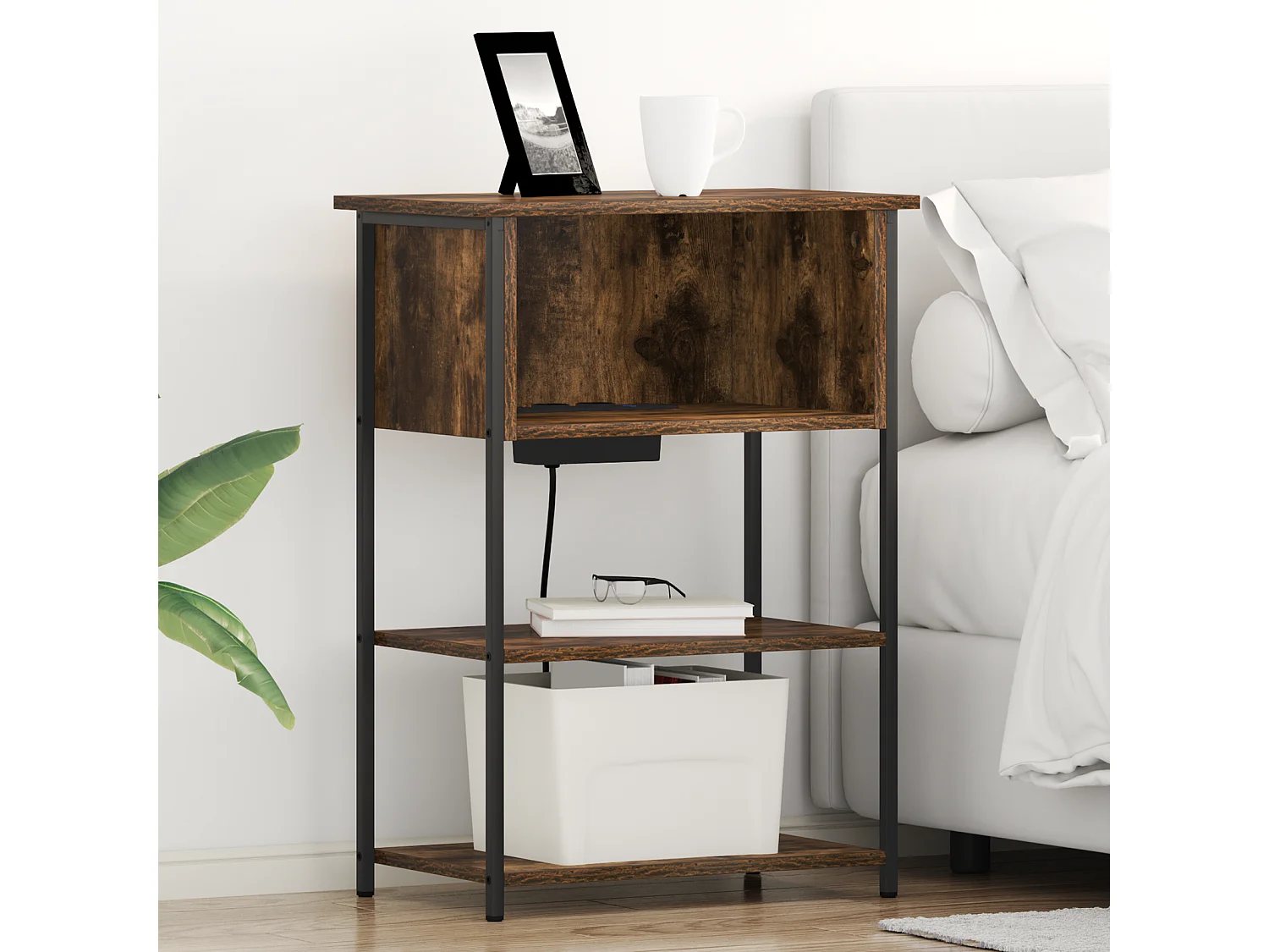 Cabinet de chevet Chêne fumé 55 x 31 x 76 cm Bois d'ingénierie