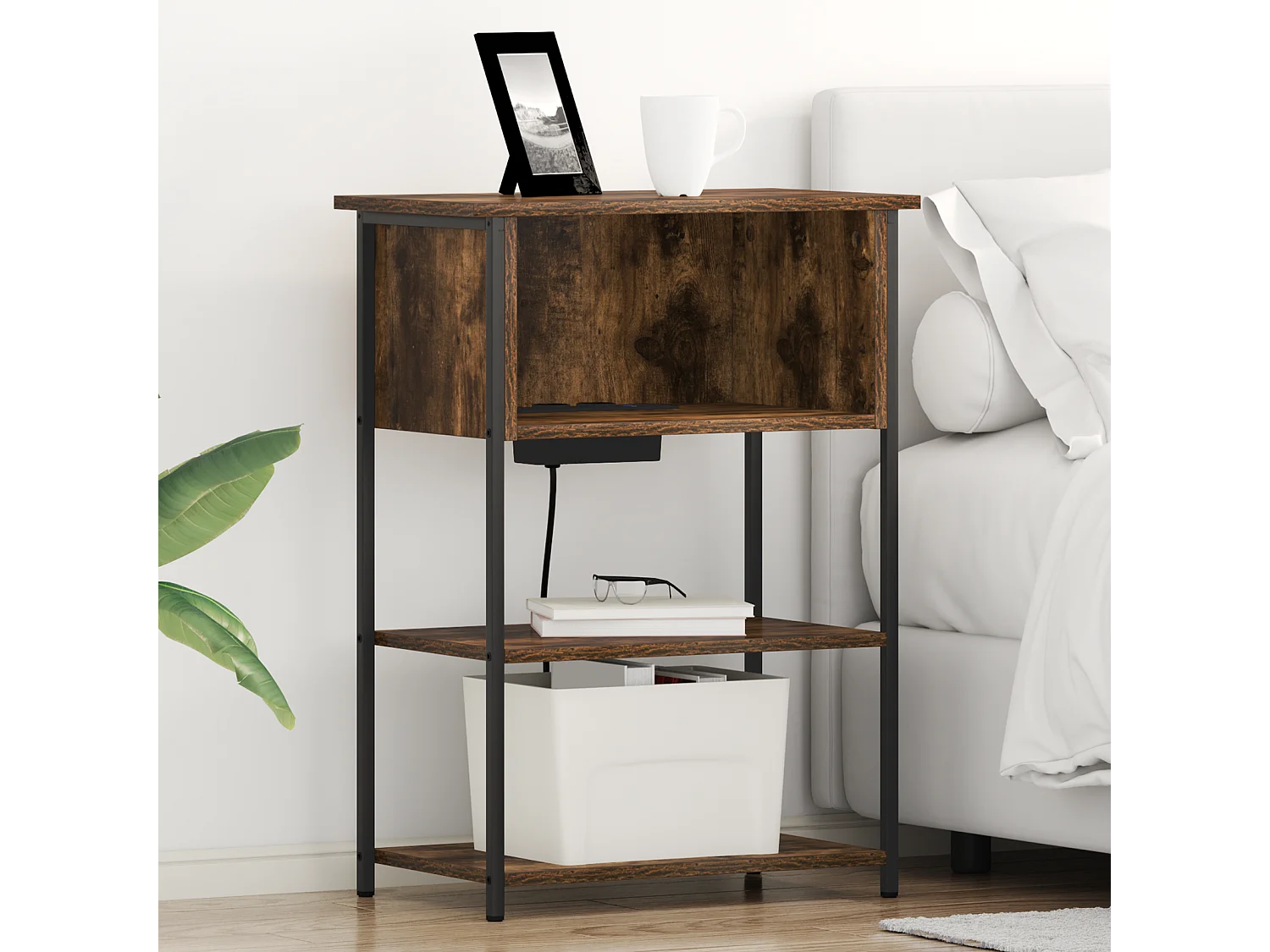 Cabinet de chevet Chêne fumé 55 x 31 x 76 cm Bois d'ingénierie