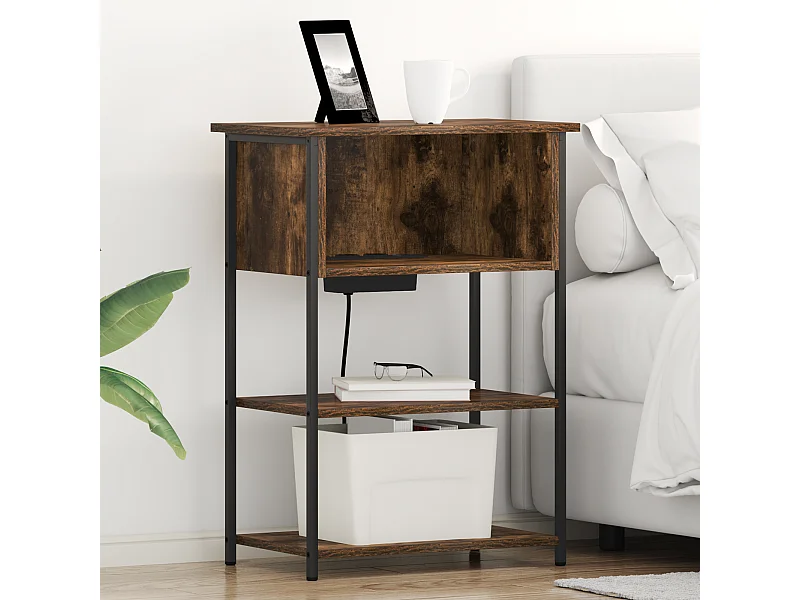 Cabinet de chevet Chêne fumé 55 x 31 x 76 cm Bois d'ingénierie