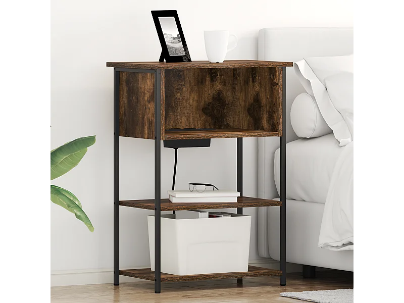 Cabinet de chevet Chêne fumé 55 x 31 x 76 cm Bois d'ingénierie