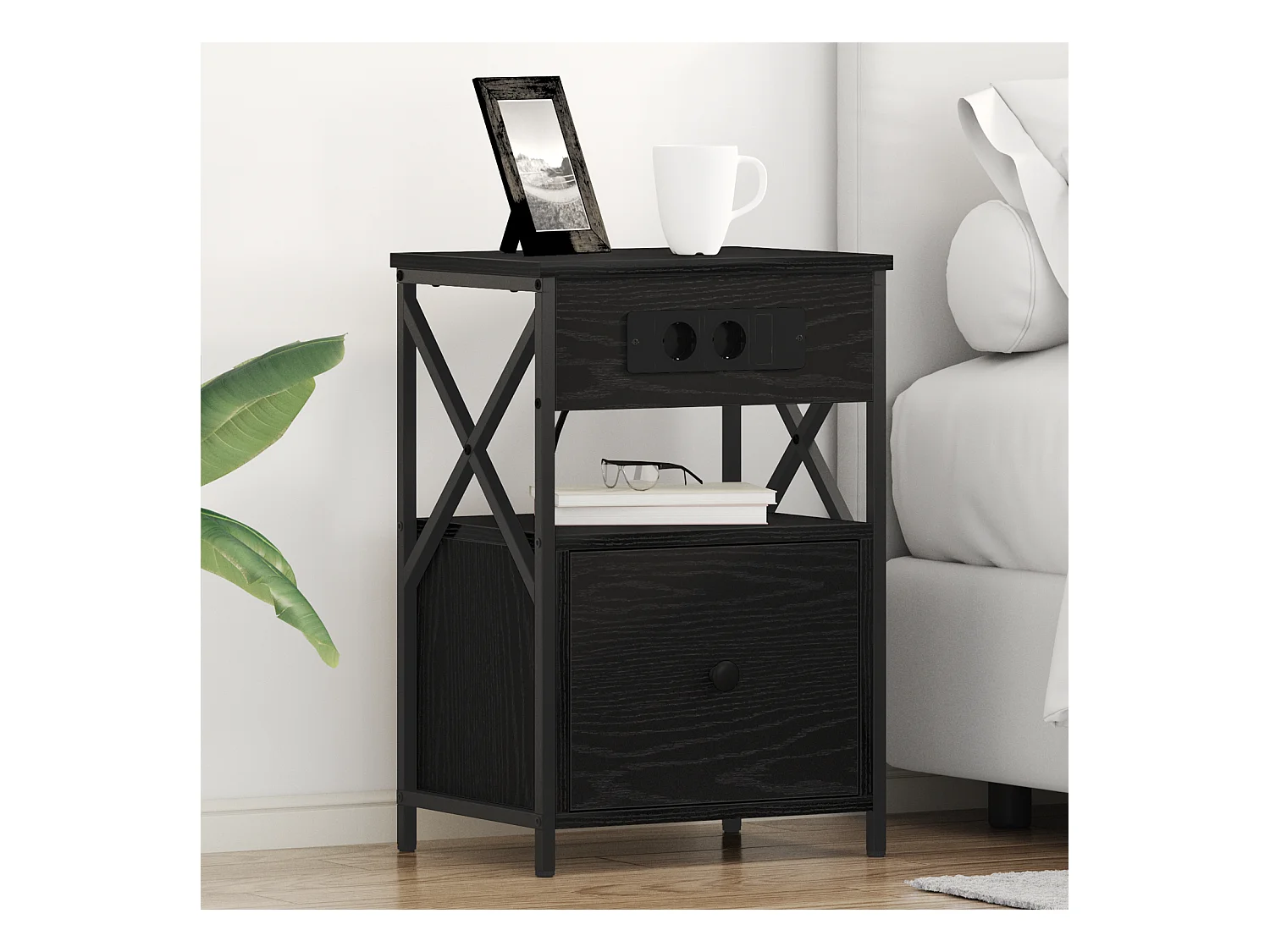 Armoires de chevet avec tiroir 2 pcs Chêne noir 40 x 31 x 60 cm