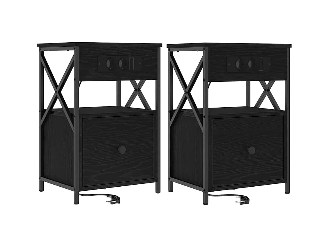 Armoires de chevet avec tiroir 2 pcs Chêne noir 40 x 31 x 60 cm