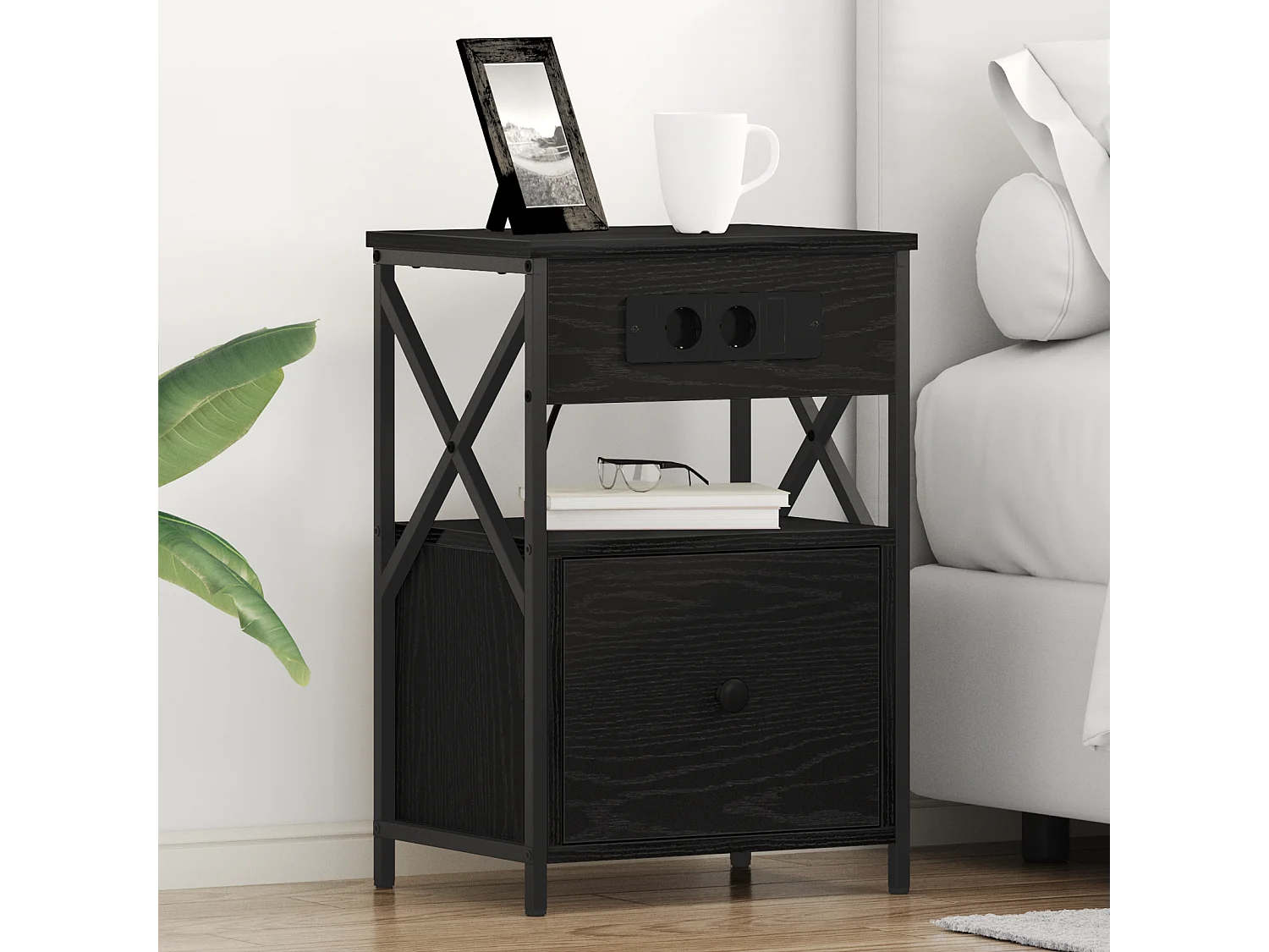 Armoires de chevet avec tiroir 2 pcs Chêne noir 40 x 31 x 60 cm