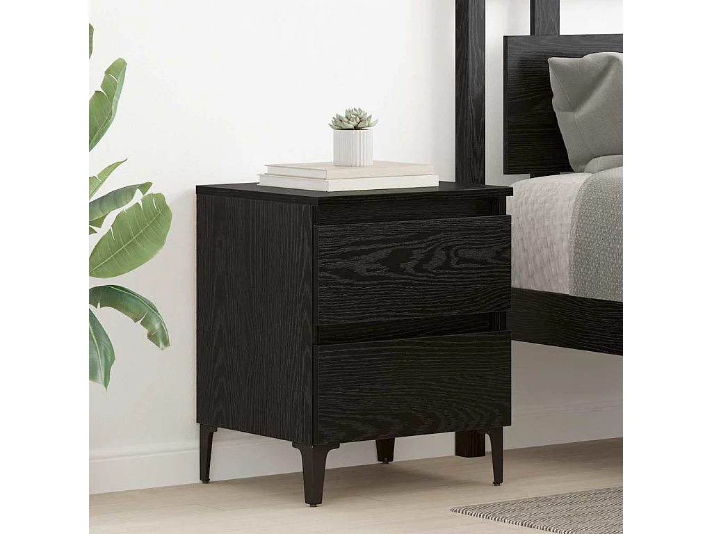 Meuble de chevet Chêne noir 40x35x50 cm Bois d'ingénierie