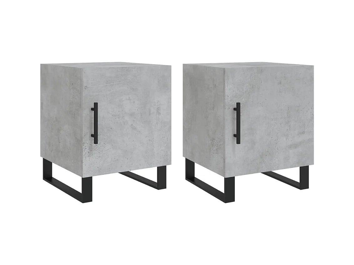 Mesitas de noche 2 piezas gris hormigón 40x40x50 cm madera de ingeniería