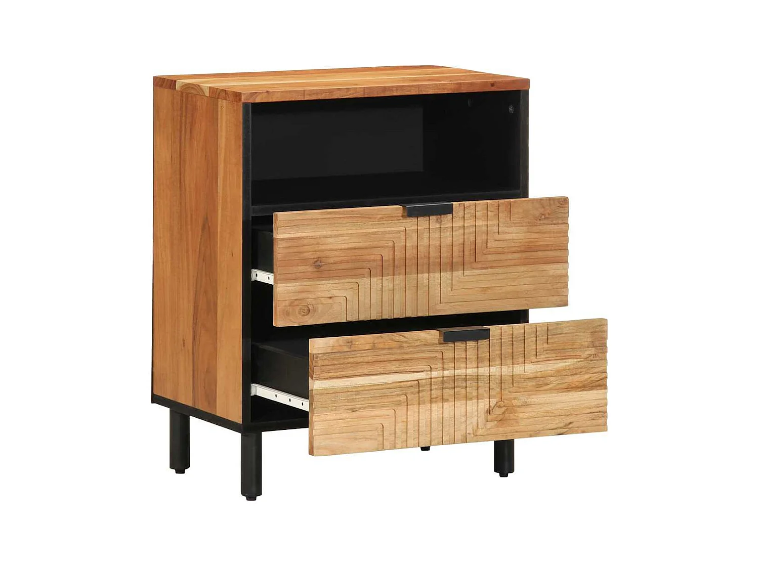 Comodino 50x33x62 cm in legno massello di acacia