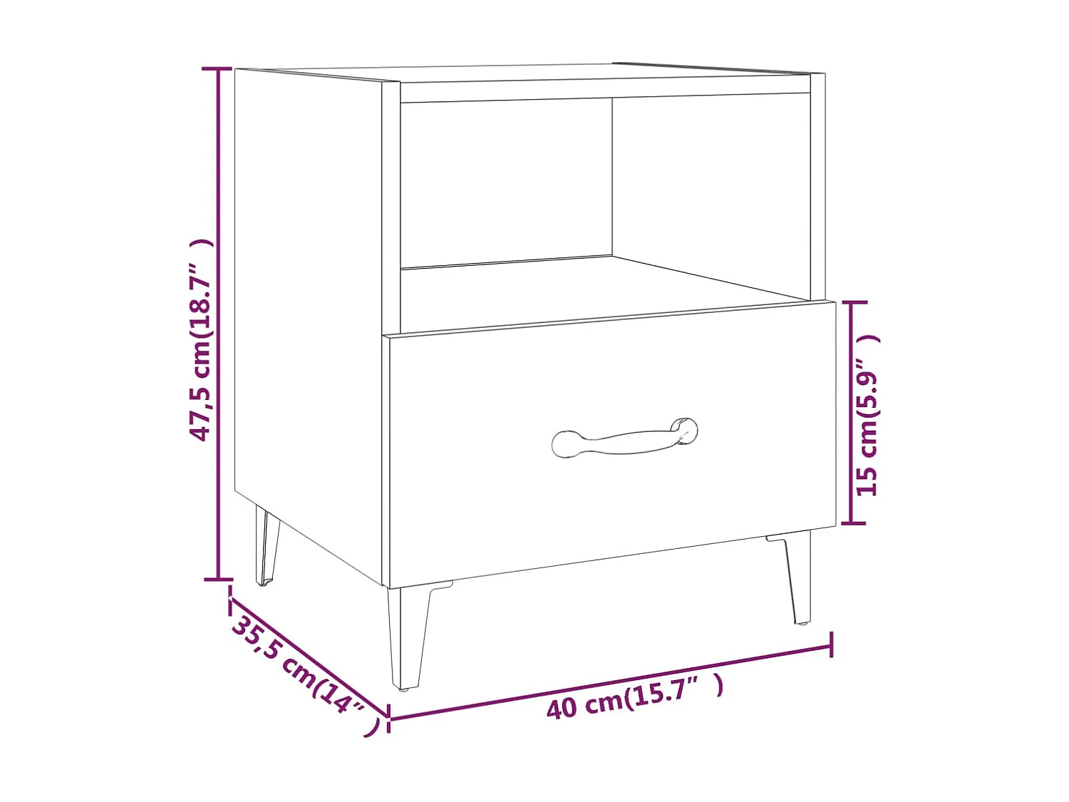 Table de chevet Gris béton Bois d'ingénierie