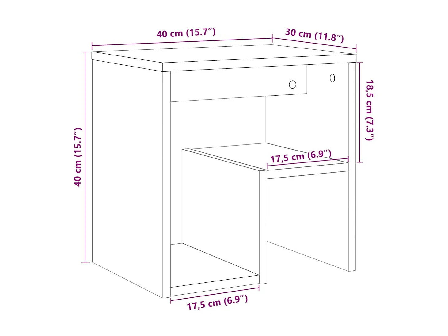 Comodini 2 pezzi in legno vecchio 40x30x40 cm in legno ingegnerizzato