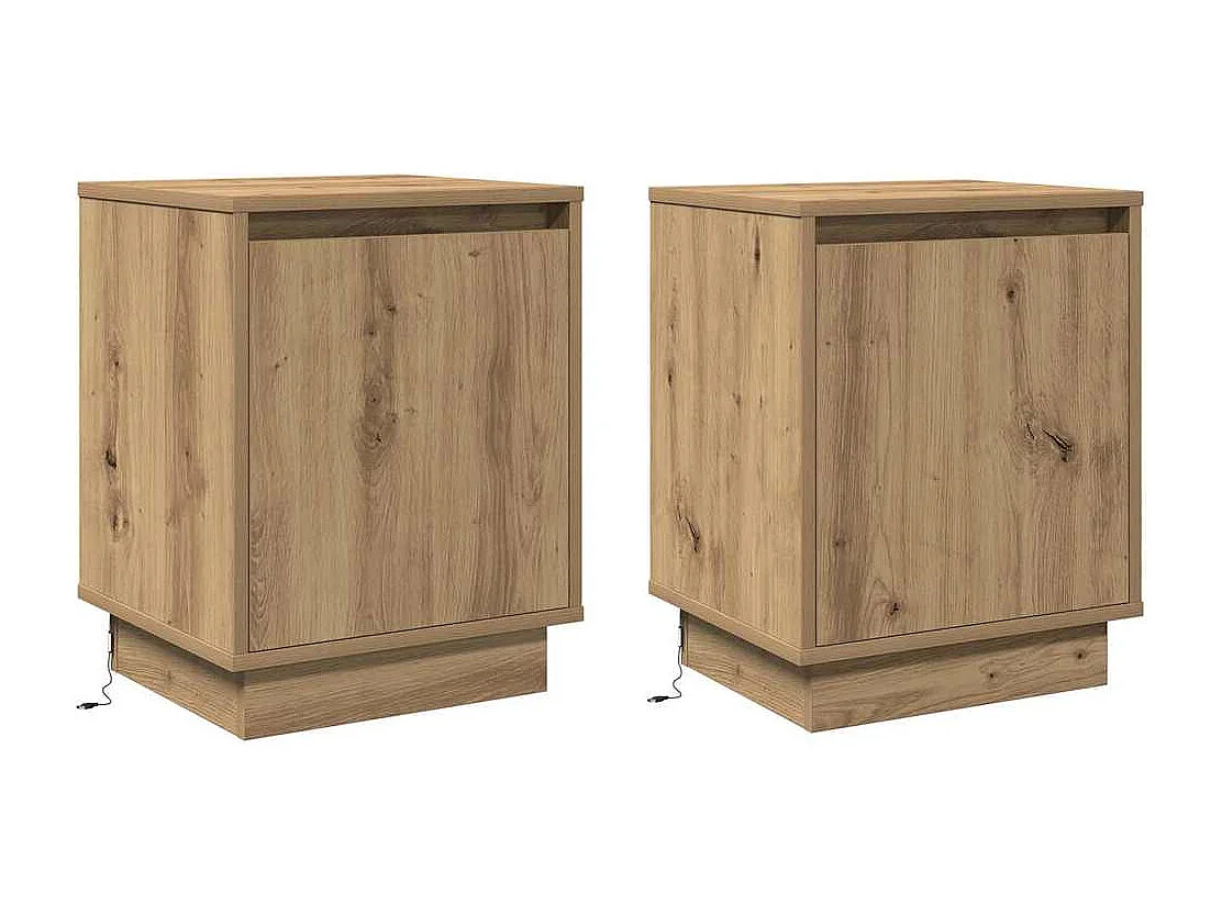 Nachtkastjes met LED-verlichting 2 stuks Artisan Oak 39x34,5x50 cm