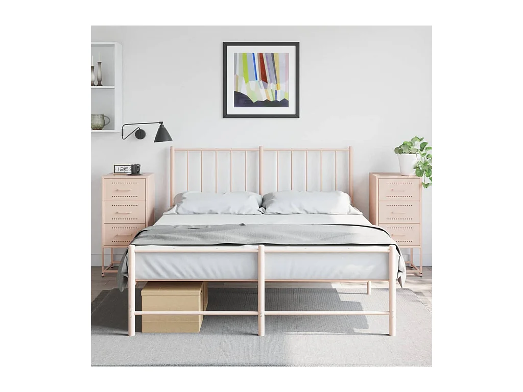 Tables de chevet 2 pcs rose 36x39x78 cm acier