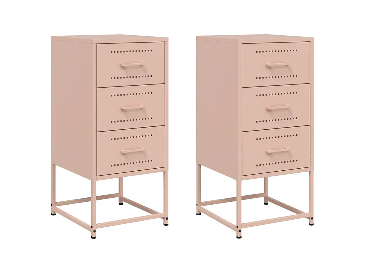 Tables de chevet 2 pcs rose 36x39x78 cm acier