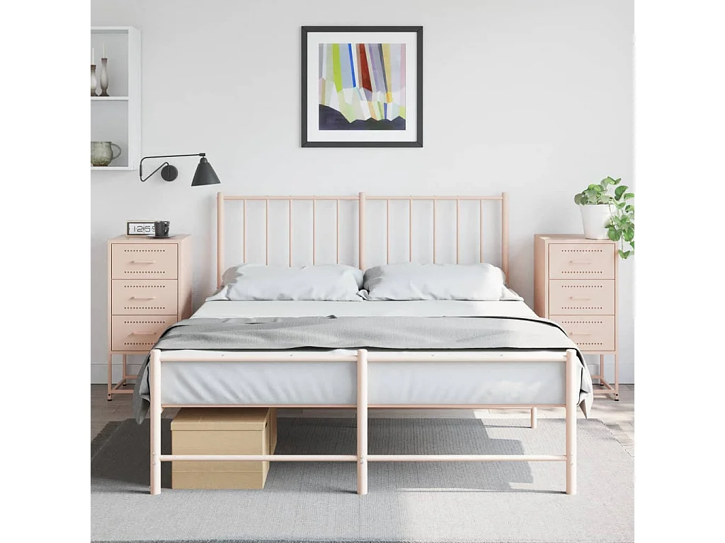 Tables de chevet 2 pcs rose 36x39x78 cm acier