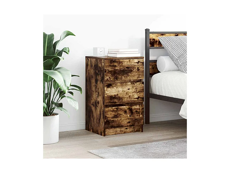 Tables de chevet avec 3 tiroirs 2 pcs chêne fumé 39x35x65 cm