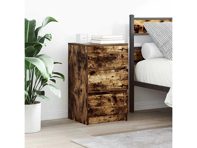 Comodini con 3 cassetti 2 pz rovere affumicato 39x35x65 cm