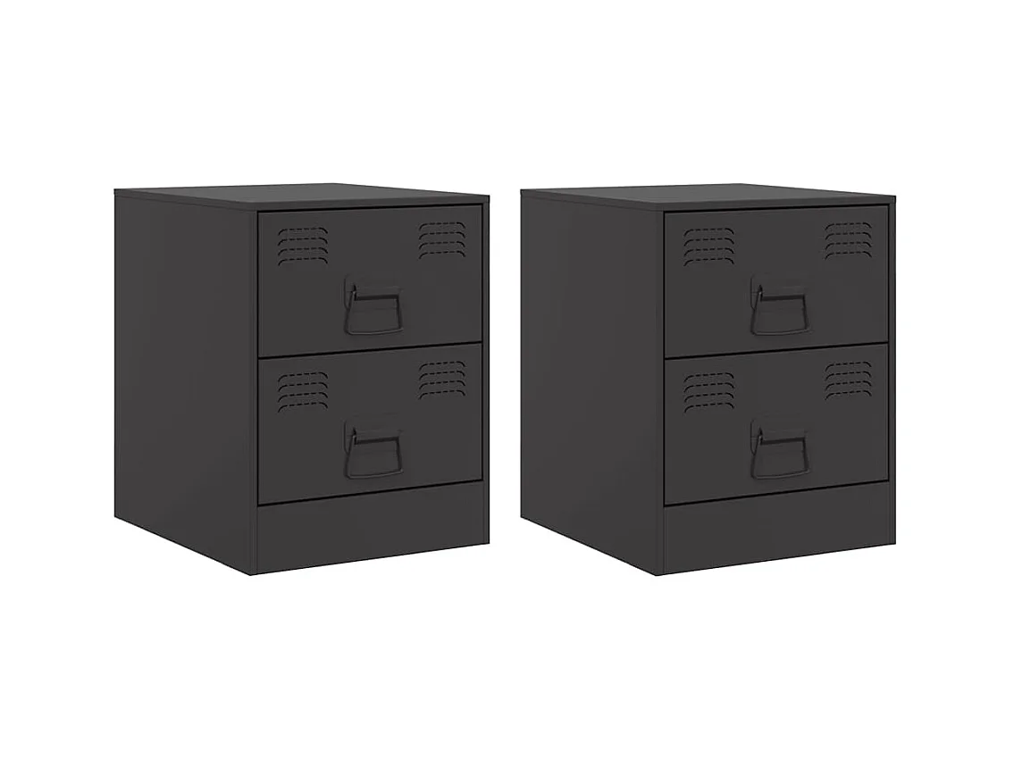 Tables de chevet 2 pcs noir 34,5x39x44 cm acier