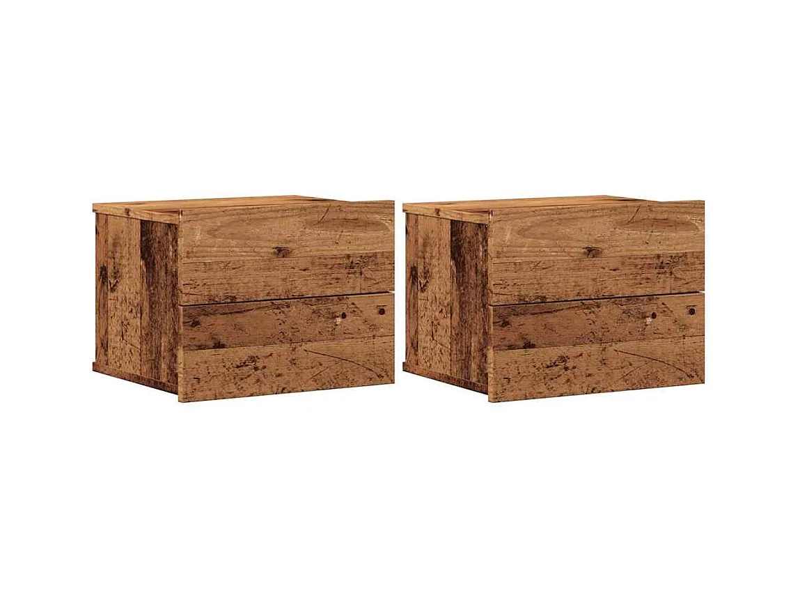 Tables de chevet murales 2 pcs vieux bois 40x32x30 cm