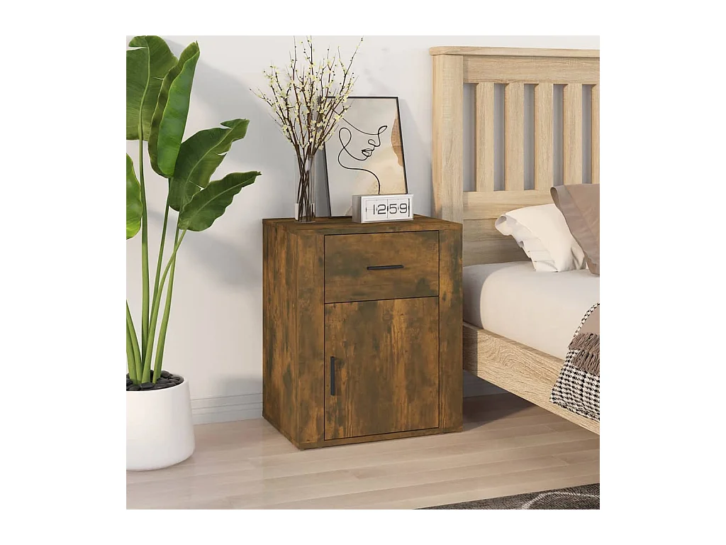 Table de chevet Chêne fumé 50x36x60 cm Bois d'ingénierie