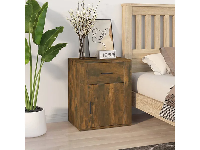 Table de chevet Chêne fumé 50x36x60 cm Bois d'ingénierie