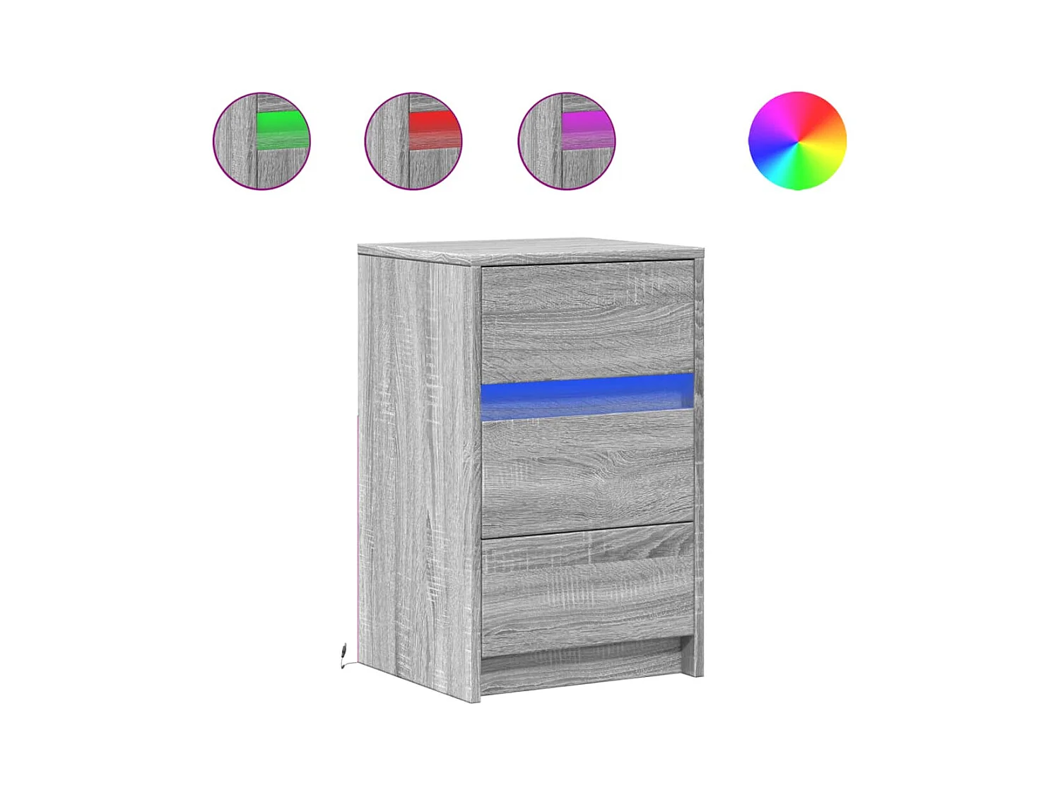 Sonoma Grey Engineered Wood nachtkastje met ledverlichting