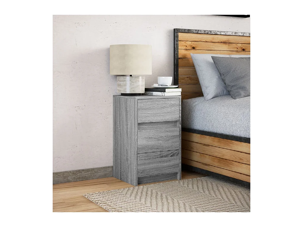 Sonoma Grey Engineered Wood nachtkastje met ledverlichting