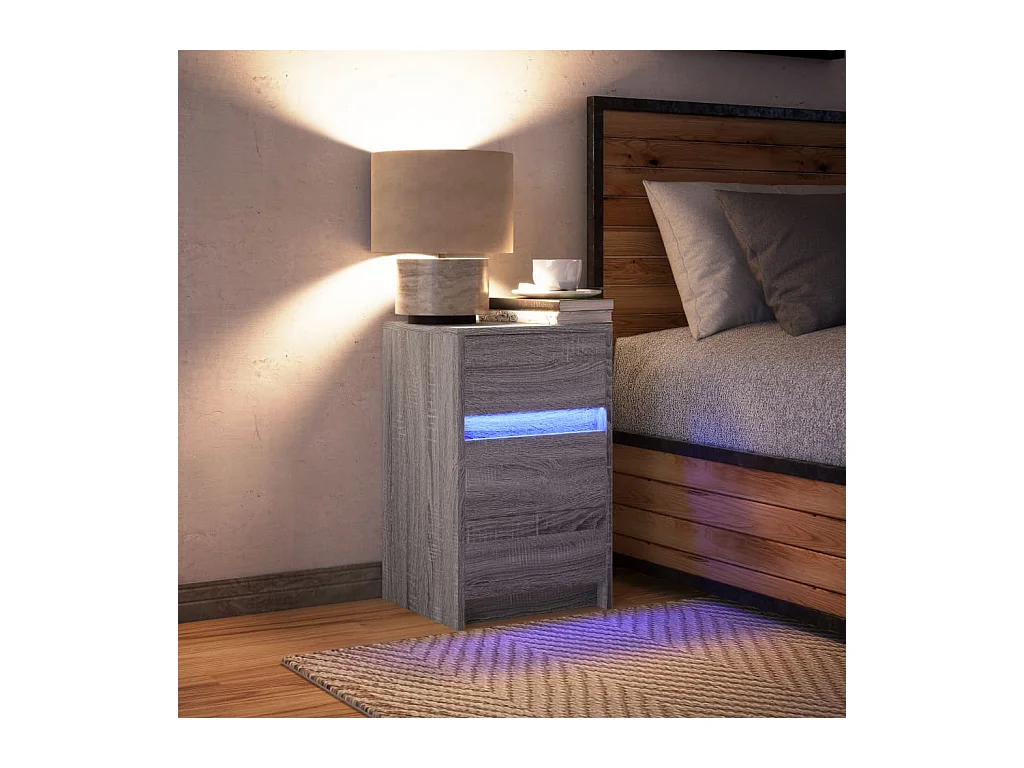 Sonoma Grey Engineered Wood nachtkastje met ledverlichting