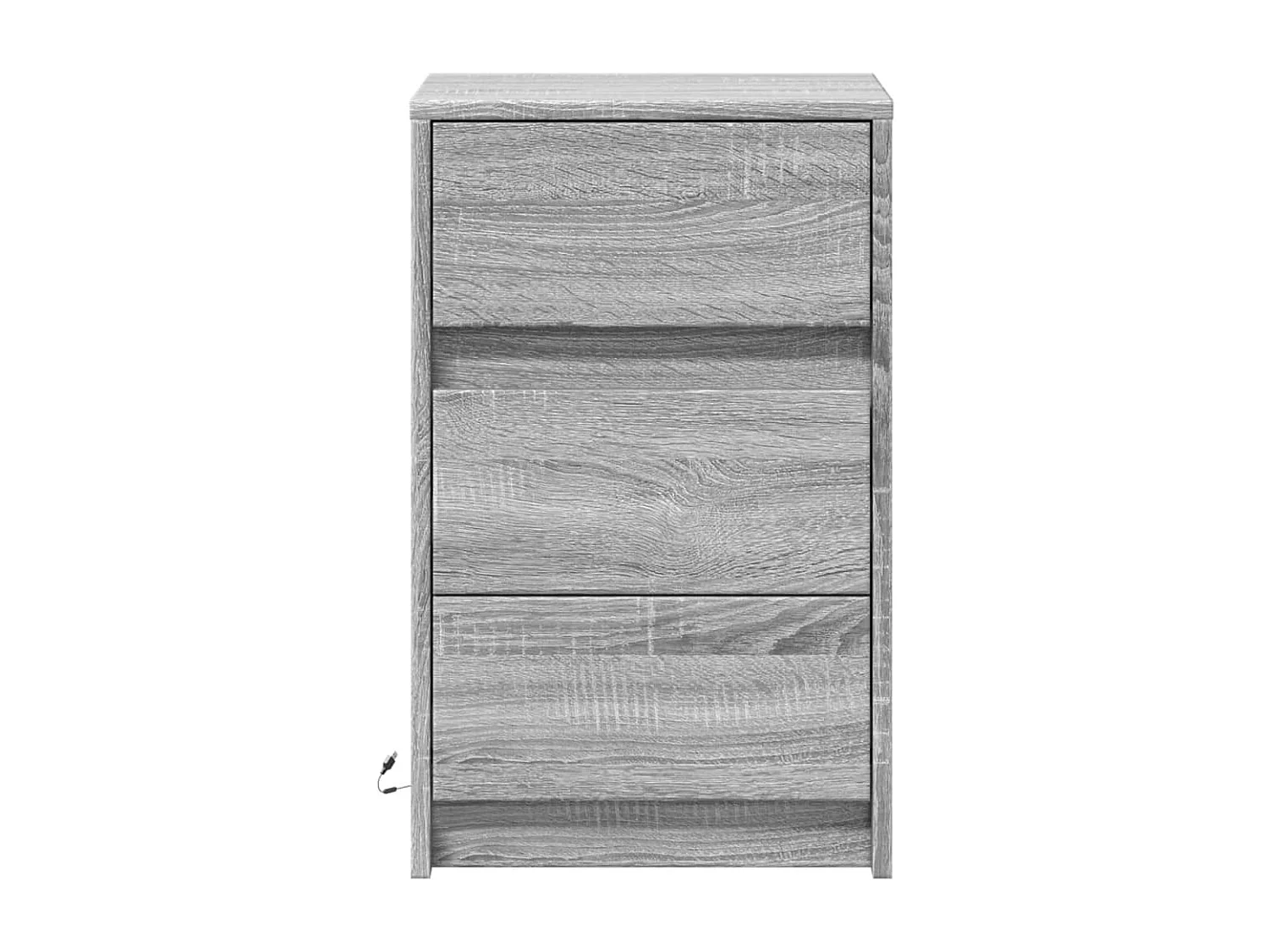 Armoire de chevet et lumières LED sonoma gris bois d'ingénierie