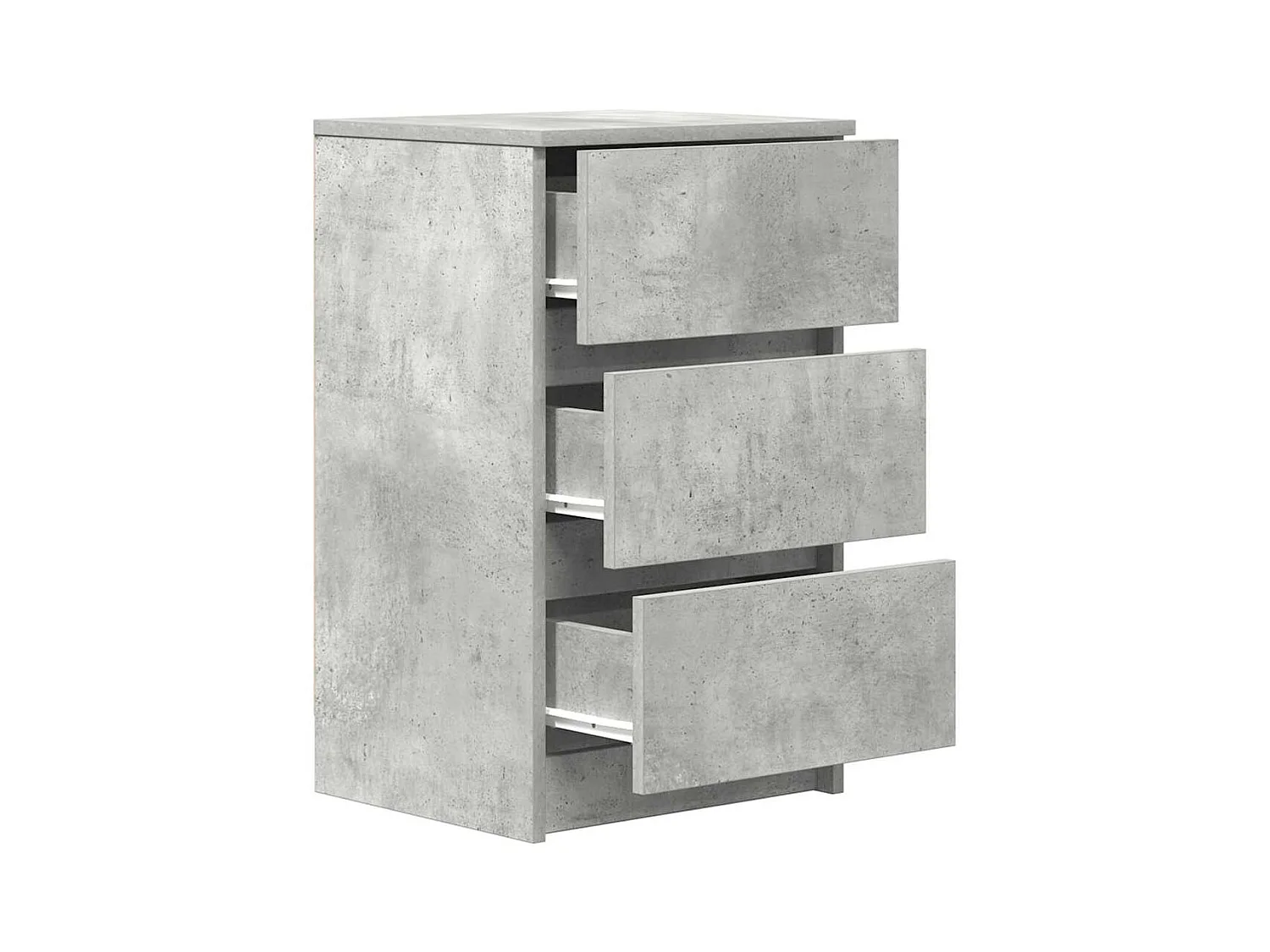 Table de chevet avec 3 tiroirs gris béton 39x35x65 cm