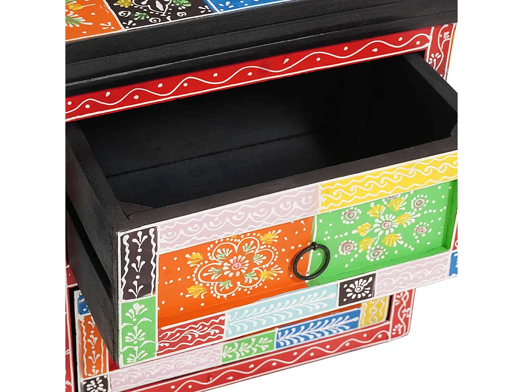 Table de chevet multicolore 40x30x40 cm en bois de mangue massif