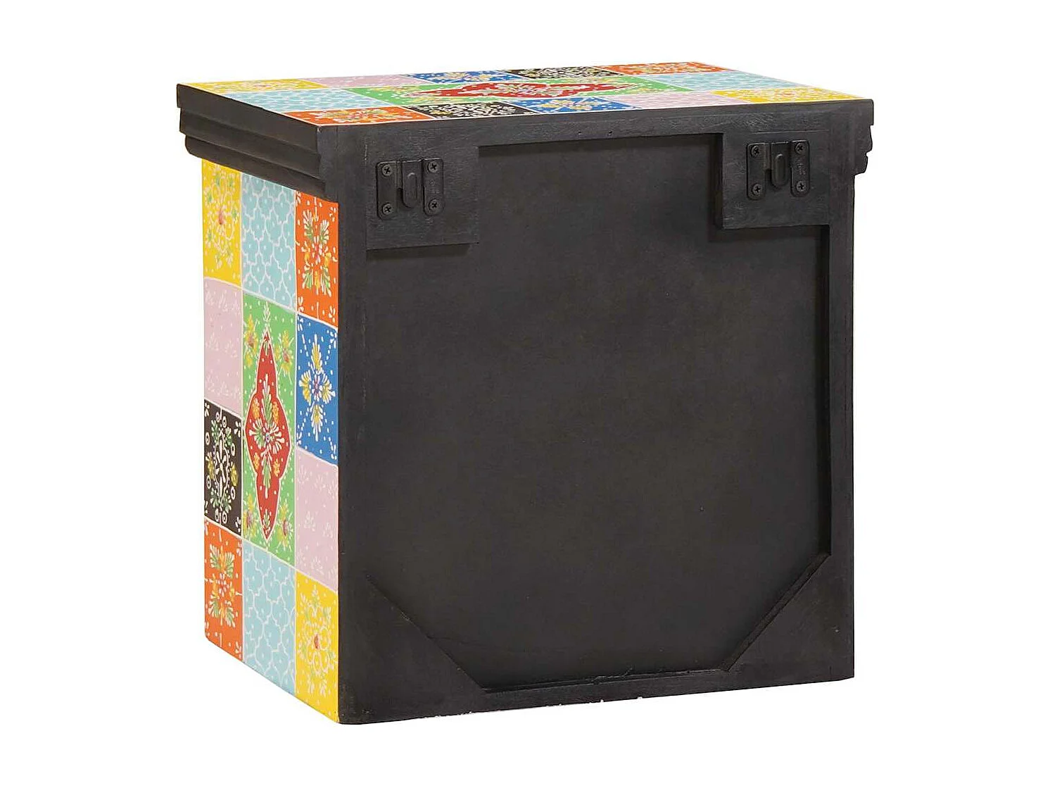 Table de chevet multicolore 40x30x40 cm en bois de mangue massif