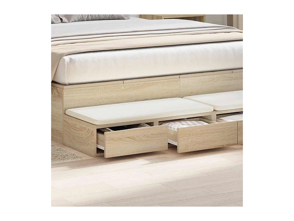 Tiroirs de lit Chêne Sonoma 135x36,5x16,5 cm en bois d'ingénierie