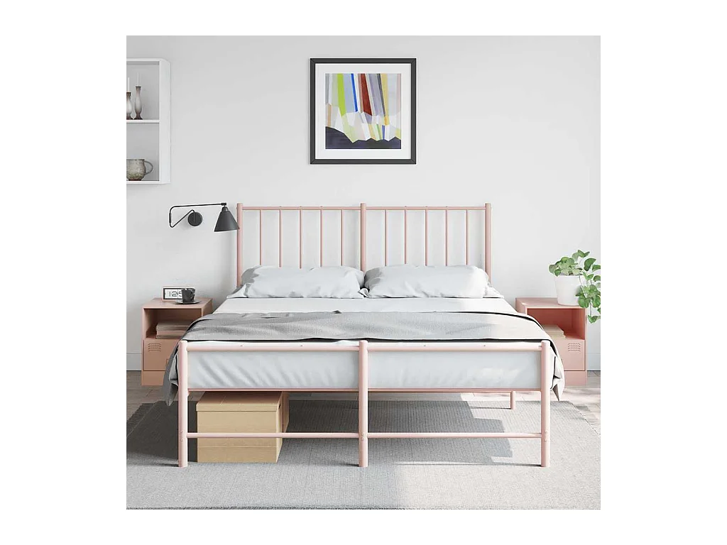 Tables de chevet 2 pcs rose 34,5x39x44 cm acier