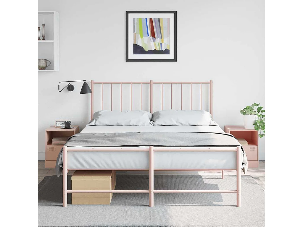 Tables de chevet 2 pcs rose 34,5x39x44 cm acier