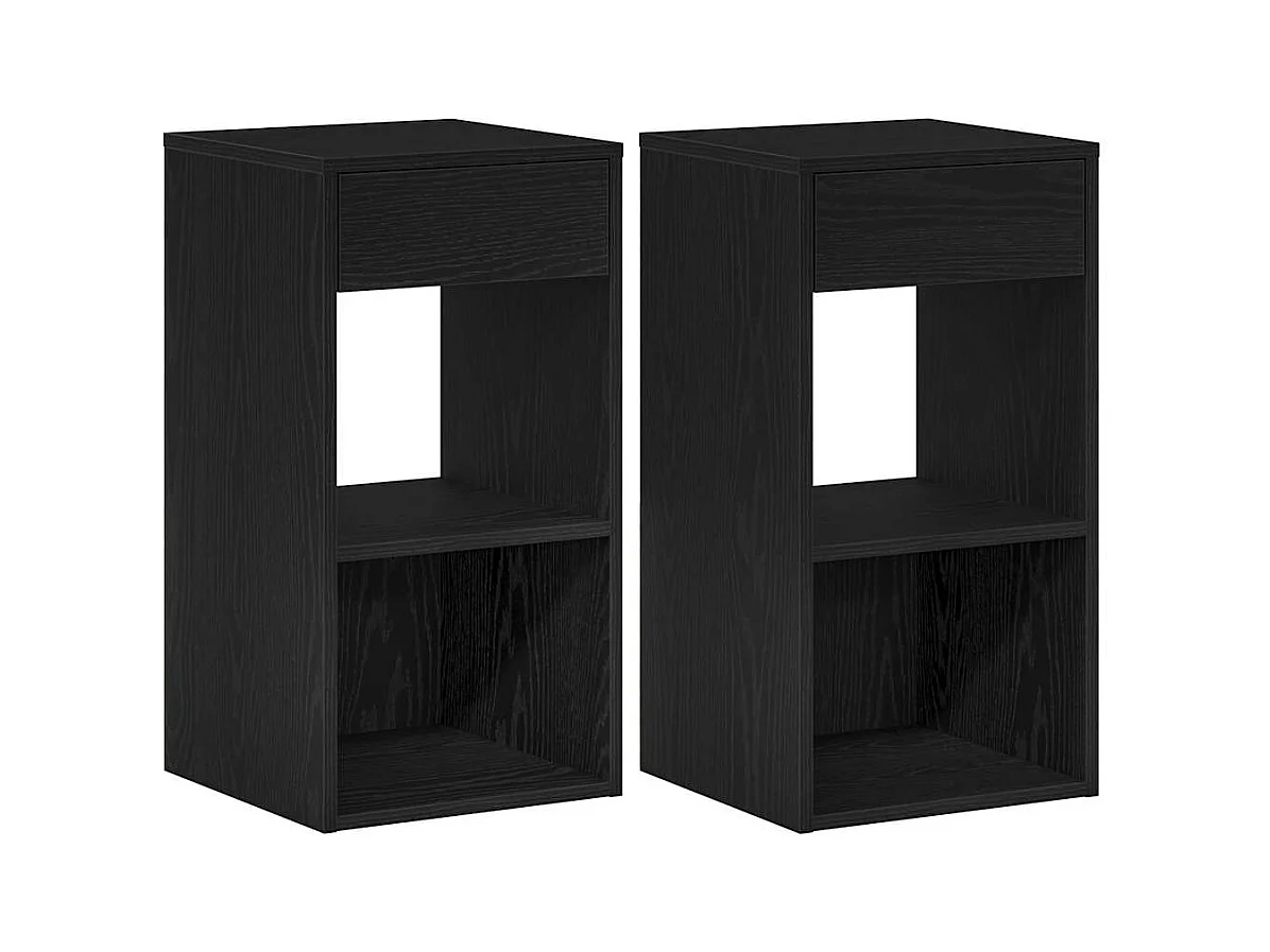 Tables de chevet avec tiroir 2 pcs chêne noir 35x34x66,5 cm