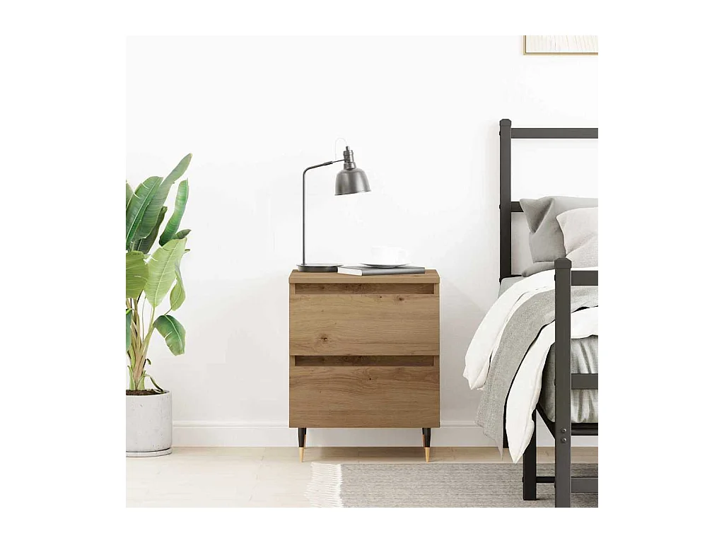 Table de chevet en chêne artisan 40x35x50 cm en bois reconstitué