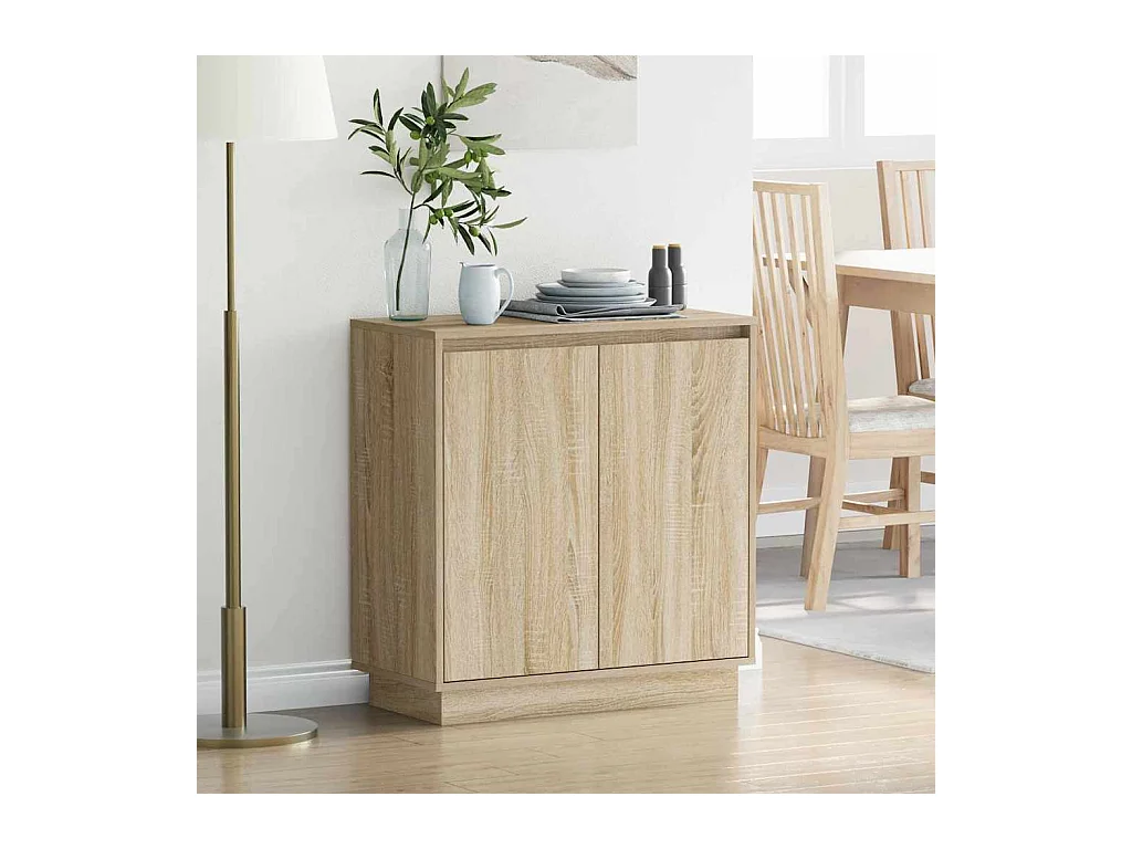 Sideboard aus Sonoma-Eiche mit LED – 71 x 34,5 x 75 cm – Aus Holzwerkstoff