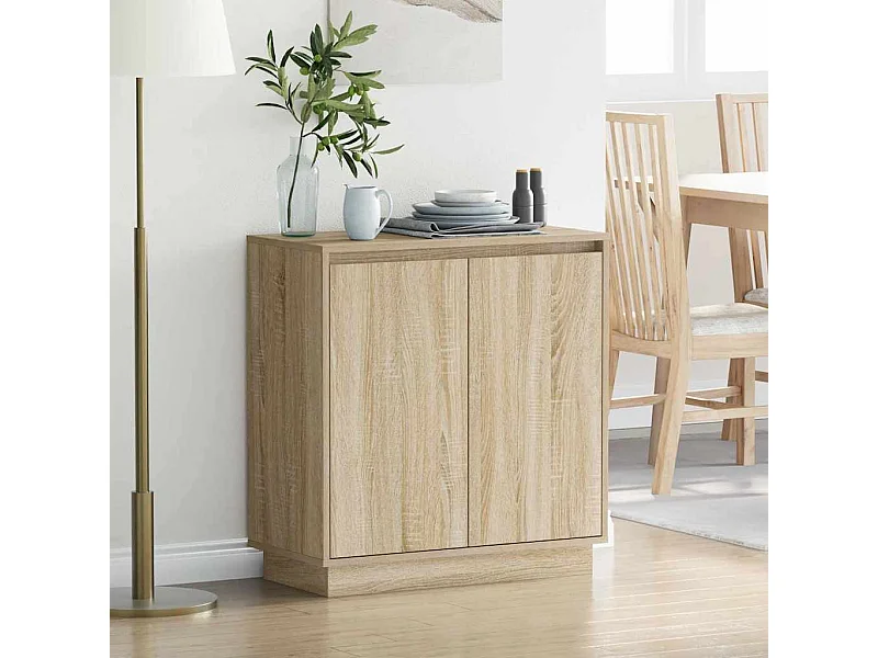 Buffet avec LED en chêne Sonoma - 71 x 34,5 x 75 cm - Fabriqué en bois d'ingénierie
