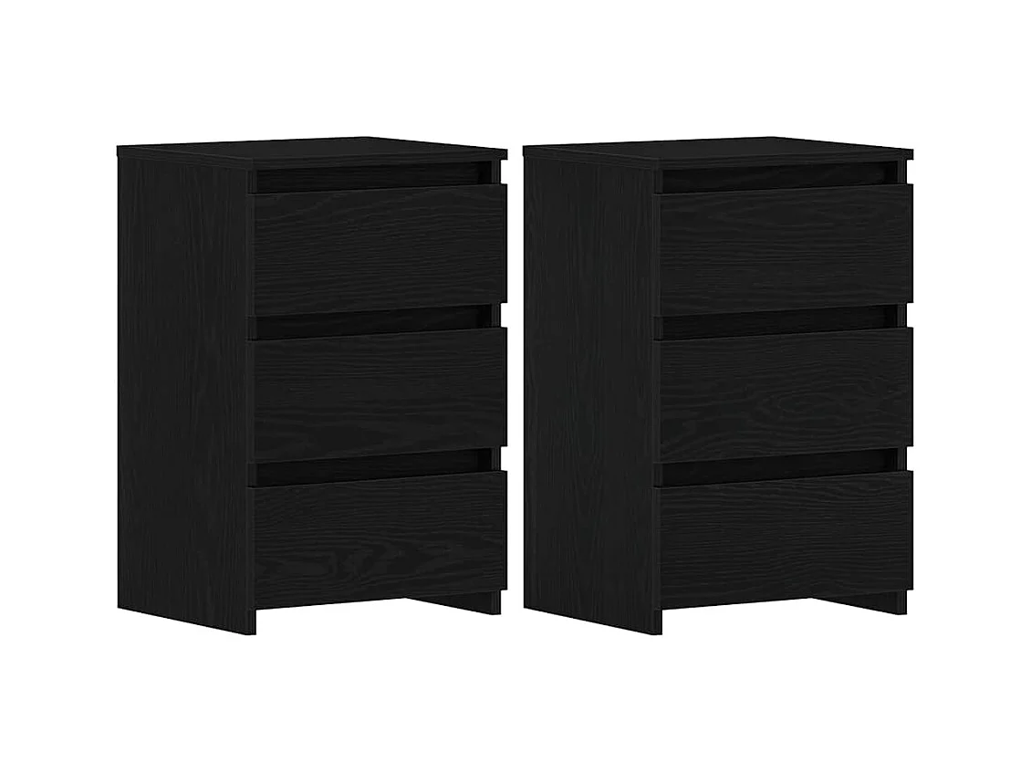 Nachtkastjes 2 stuks Zwarte eik 40x35x62,5 cm Bewerkt hout