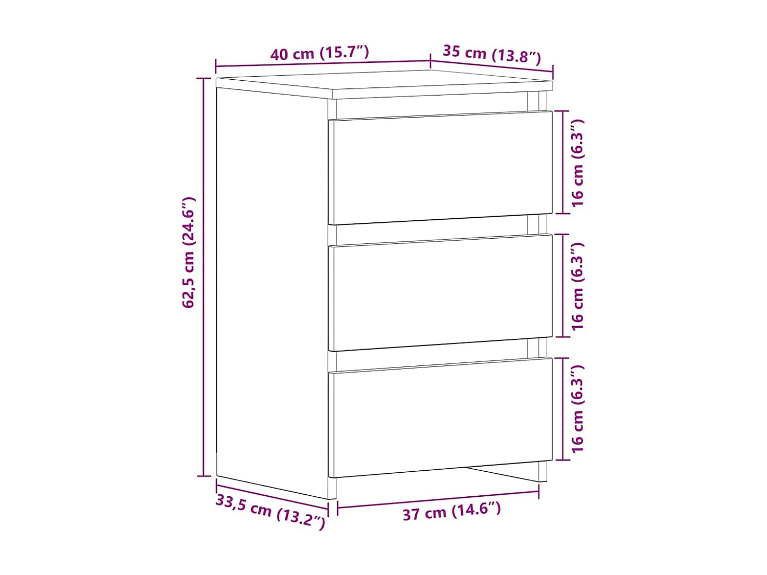 Tables de chevet 2 pcs Chêne noir 40x35x62,5 cm Bois d'ingénierie