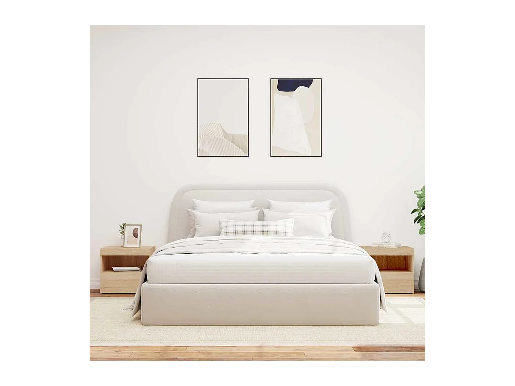 Tables de chevet et lumières LED 2 pcs chêne sonoma 50x40x45 cm