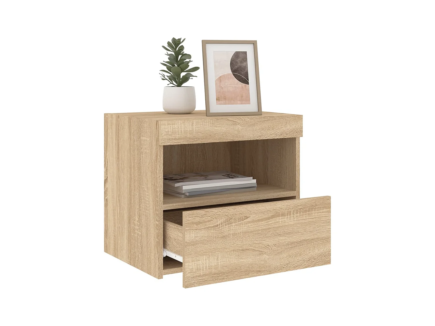 Tables de chevet et lumières LED 2 pcs chêne sonoma 50x40x45 cm