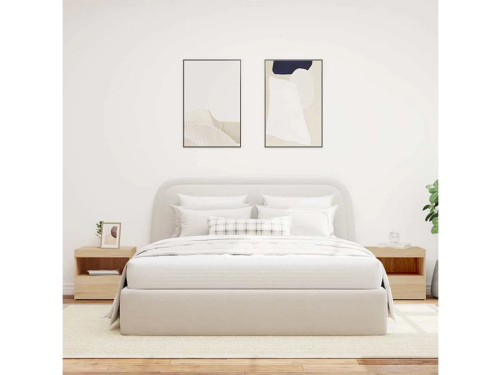 Nachtkastjes en LED-verlichting 2 stuks Sonoma eiken 50x40x45 cm